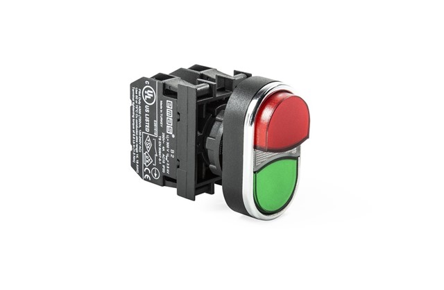 B Series Plastic 1NO+1NC Double Single Extended Red-Green 22 mm Control Unit